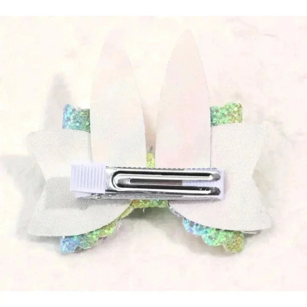 Cute Little Girls Cute Easter Bow Ear Hair Clip, Rainbow New